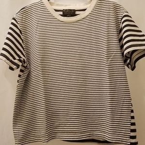 Topshop two toned black white stripped shirt petite